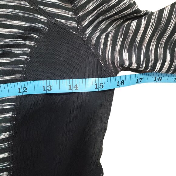 Zella Women Black White Striped Mesh Vented Breathable Athleisure ZipUp Jacket S - Picture 12 of 14